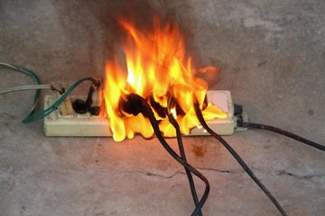 photo of burning electric appliance